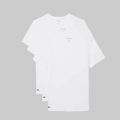 Lacoste 3-Pack Slim Fit V-Neck Loungewear T-Shirts – White