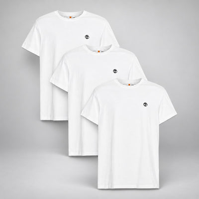 Timberland Dunstan River 3 Pack T-Shirt for Men - 100% Cotton, White