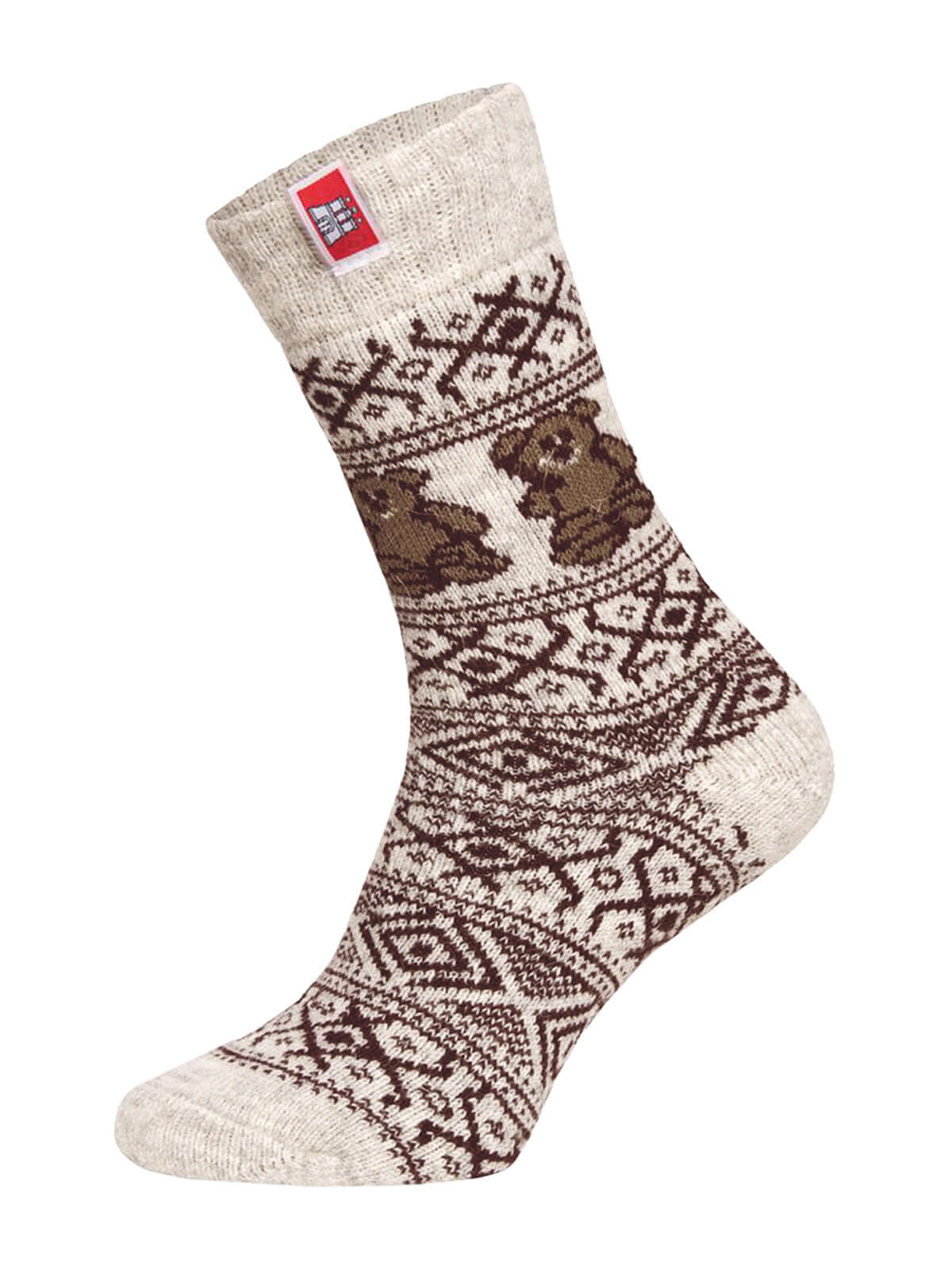 Norwegian Style Wool Socks – Teddy Bear Pattern | 80% Wool, 1 Pair