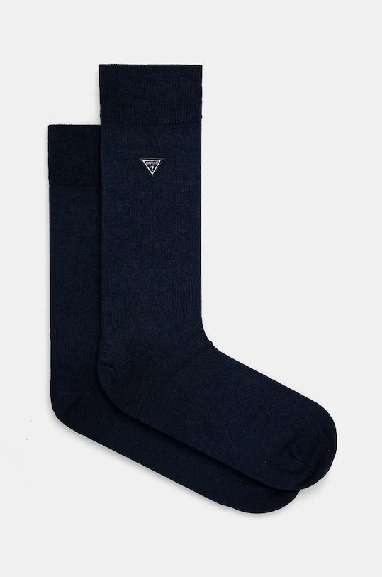 Guess Men’s Regular Crew Socks – 1 Pack, Black & Smart Blue
