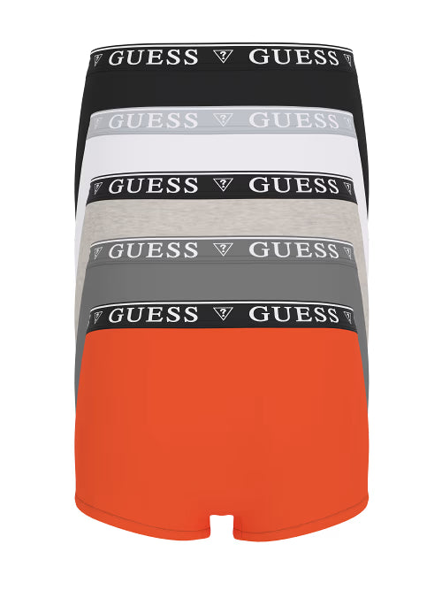 Guess Men’s Stretch Cotton Boxer Trunks 5-Pack – Orange, Black, White & Grey