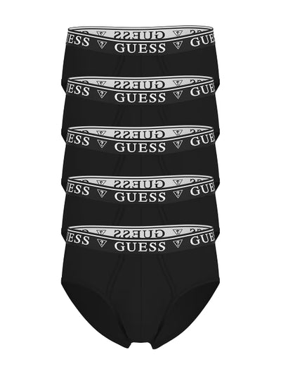 Guess Men’s 5 Pack Cotton Stretch Hip Briefs - Black