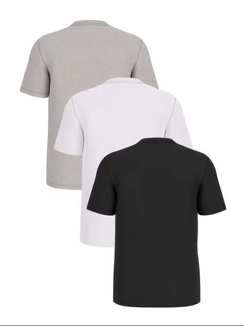 Guess Men’s Black, White, Grey T-Shirt 3-Pack | Organic Cotton Regular Fit