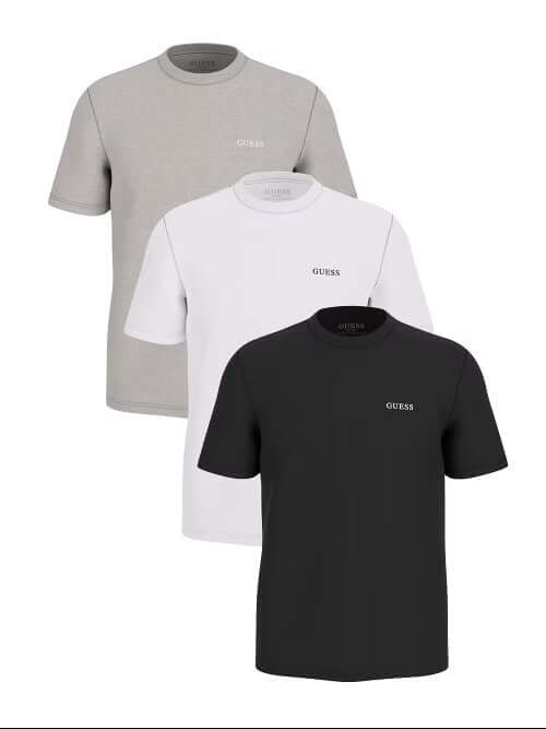 Guess Men’s Black, White, Grey T-Shirt 3-Pack | Organic Cotton Regular Fit