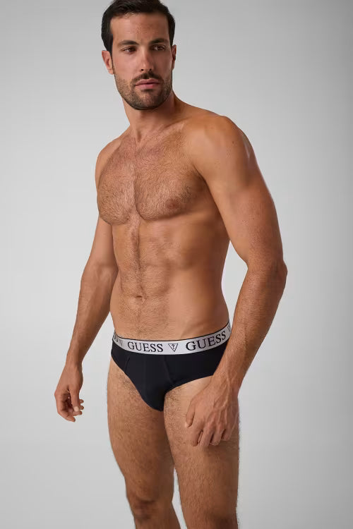 GUESS men's Jet Black briefs model front view