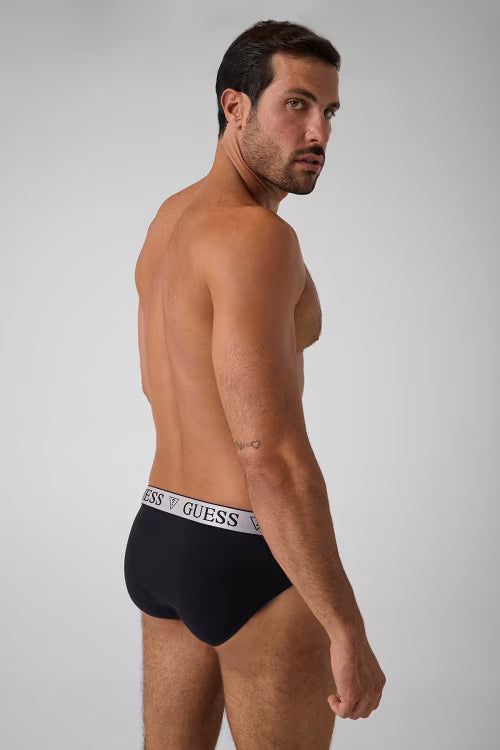 GUESS men's Jet Black briefs model rear view