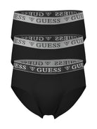 GUESS men's Jet Black 3-pack briefs front view