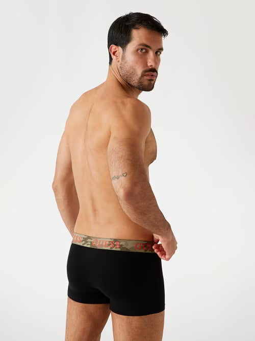 Guess 3 Pack Cotton Stretch Trunks - Orange, Olive & Black