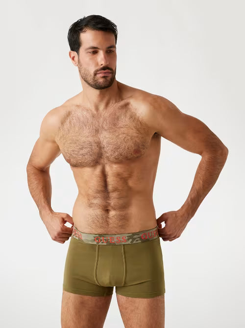 Guess 3 Pack Cotton Stretch Trunks - Orange, Olive & Black