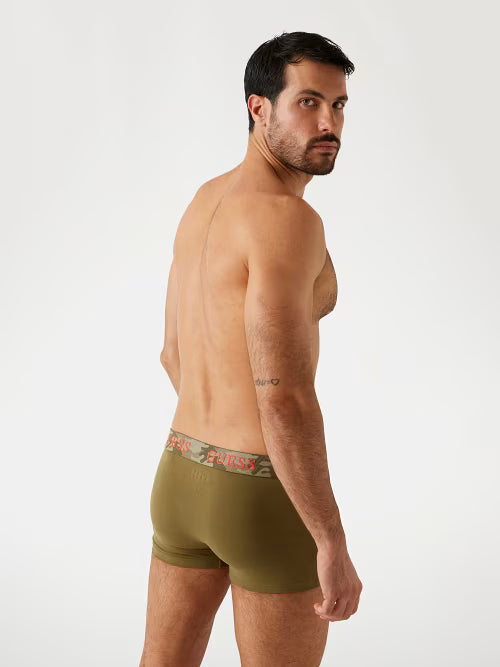 Guess 3 Pack Cotton Stretch Trunks - Orange, Olive & Black
