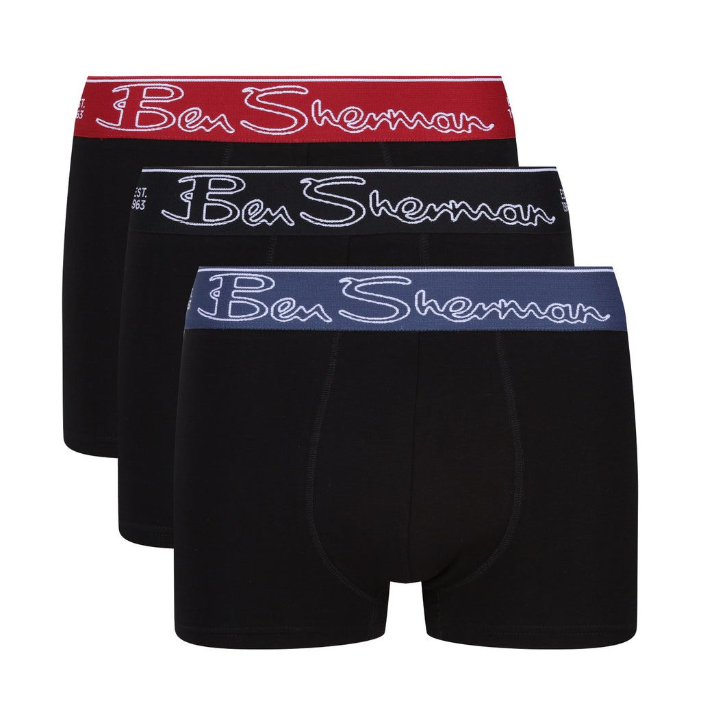 Ben Sherman Mens Boxers 3 Pack Trunks Jameson Cotton Blend Designer  Underwear