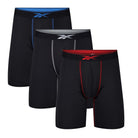 Reebok Graeme Mens Performance 3 Pack Long Sports Trunks - Black Multi