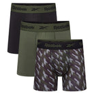 Reebok Nikhill 3 pack trunks - Black/Grit Green Print/Grit Green