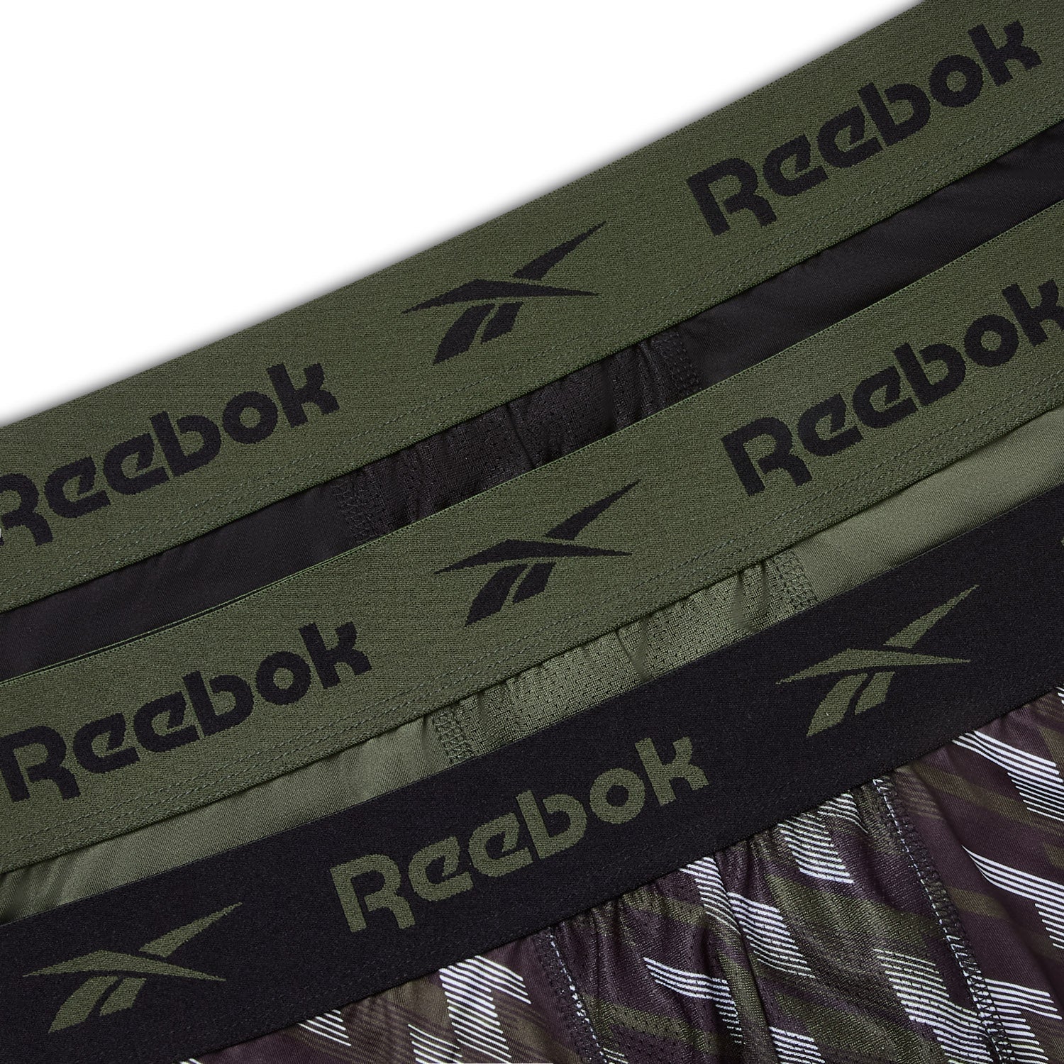 Reebok Nikhill 3 pack trunks - Black/Grit Green Print/Grit Green - image 2