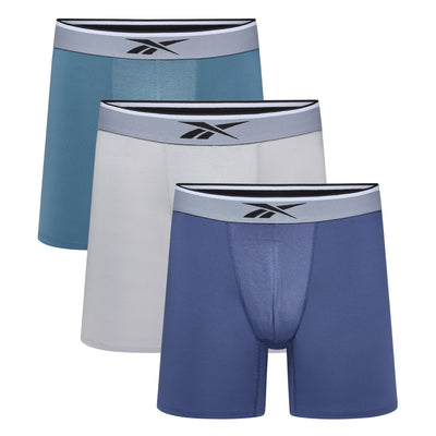 Reebok Fawkes 3 Pack Long Sports Trunks – Blue/Grey