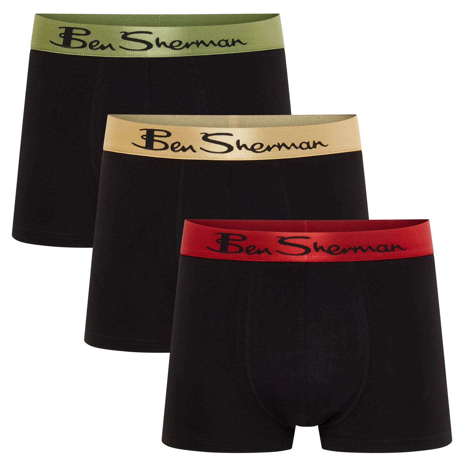 Ben Sherman Ajay 3 Pack Boxer Shorts – Men’s Stretch Cotton Trunks, Black