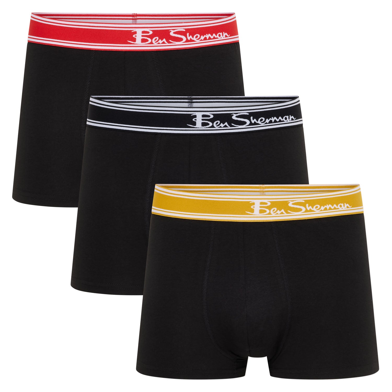 Ben Sherman Bruno 3 Pack Boxer Shorts – Men’s Stretch Cotton Trunks, Black