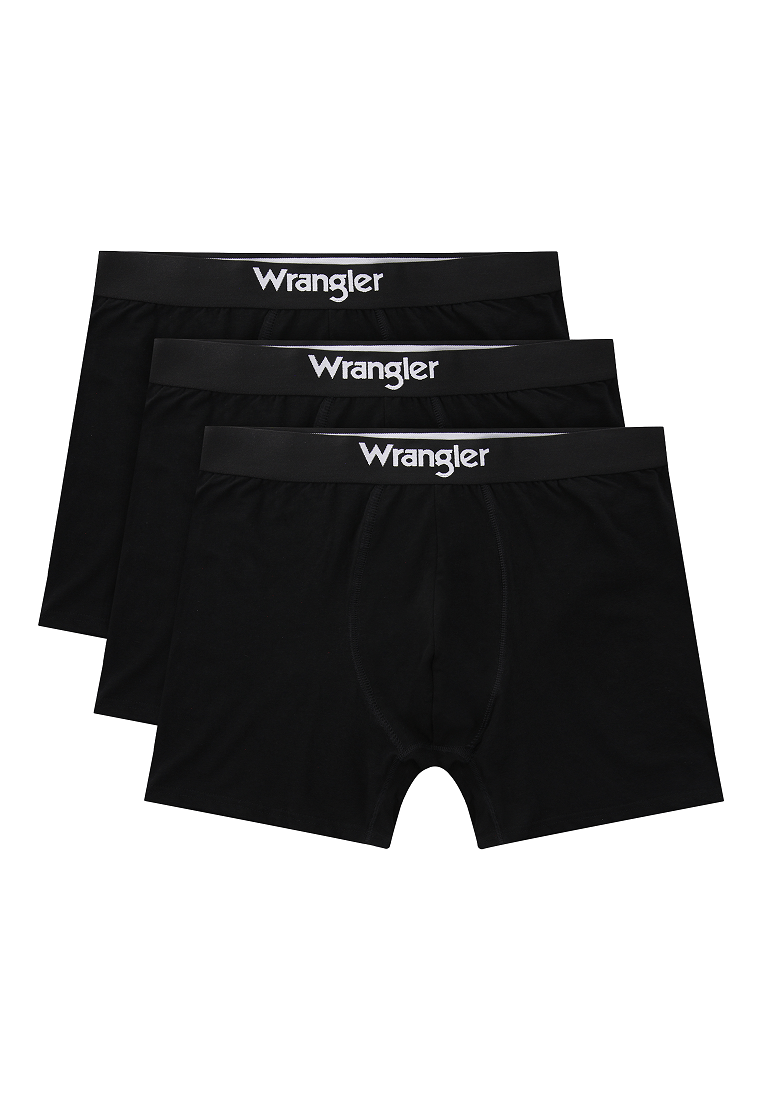 Wrangler Men’s Stretch Cotton 3 Pack Boxer Briefs | Black