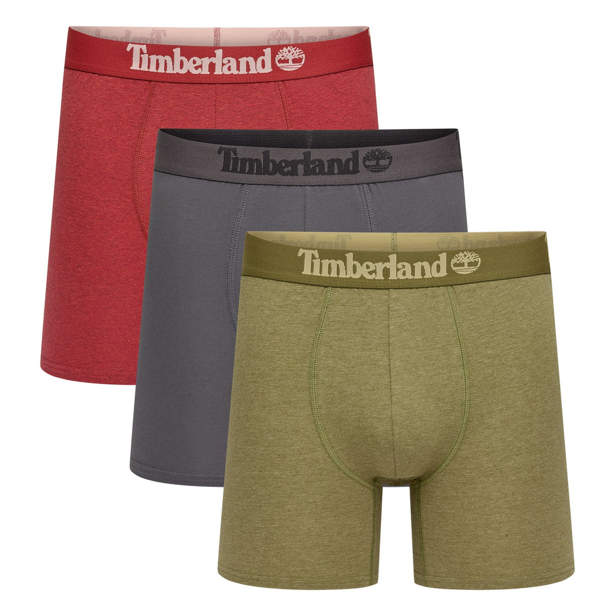 Timberland Cotton Stretch 3 Pack Boxer Briefs – Assorted Colours - Olive / Grey / Rosewood Marl - image 3