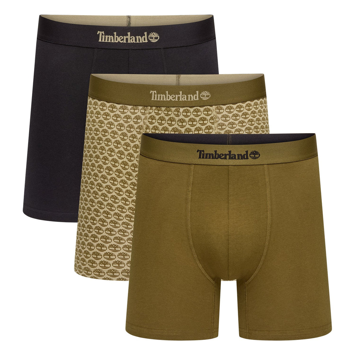 Timberland Cotton Stretch 3 Pack Boxer Briefs – Assorted Colours - Black / Olive / Print - image 3