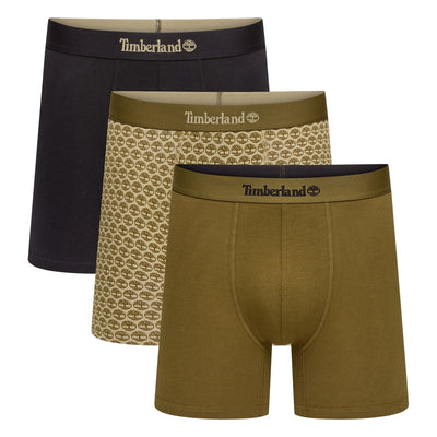 Timberland Cotton Stretch 3 Pack Boxer Briefs – All Over Logo Print
