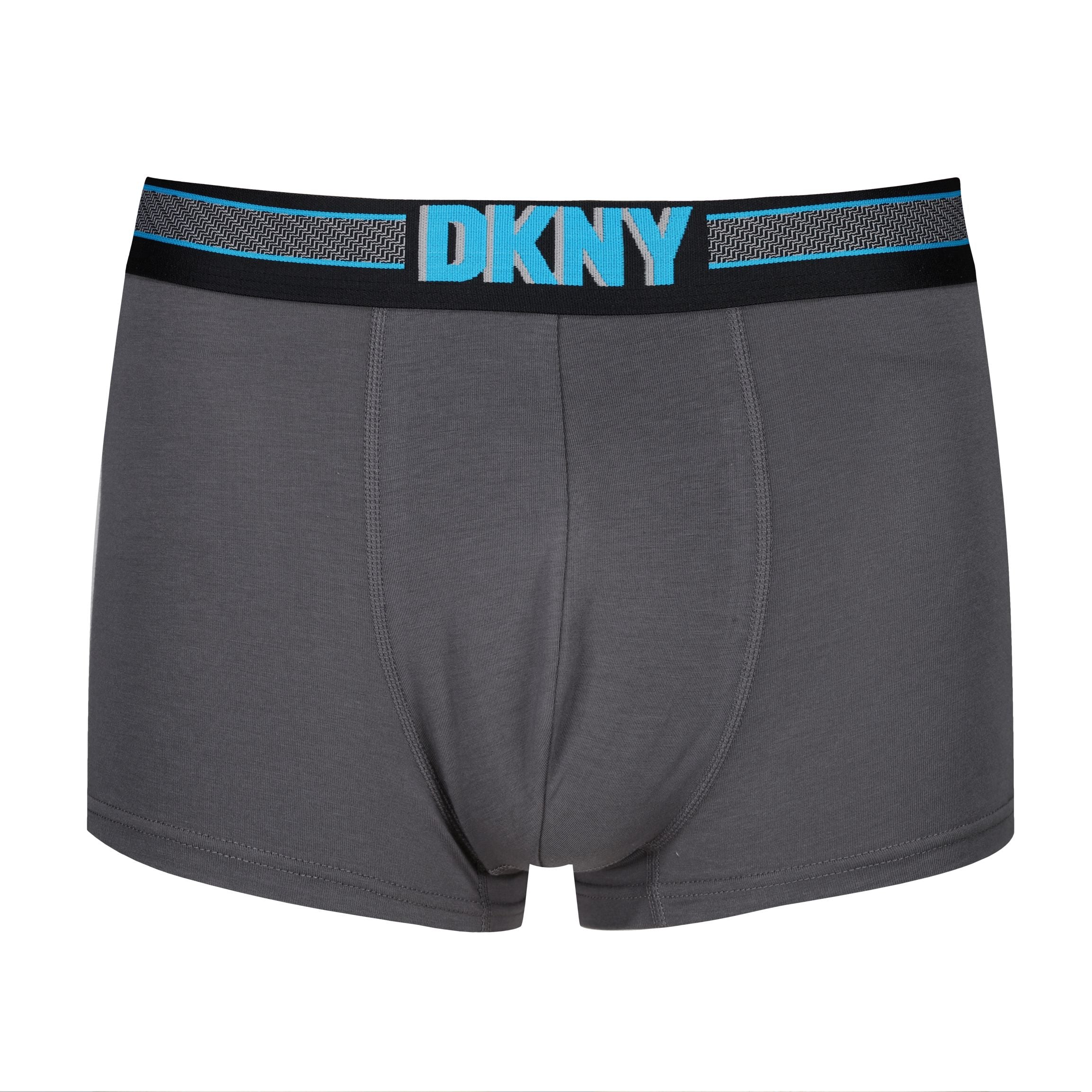 DKNY Mens Monmouth Cotton Stretch 3 pack Trunks Black Print Lead Grey