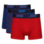DKNY Mens Virden Cotton Stretch 3 pack Trunks - Blue/Stripe/Red