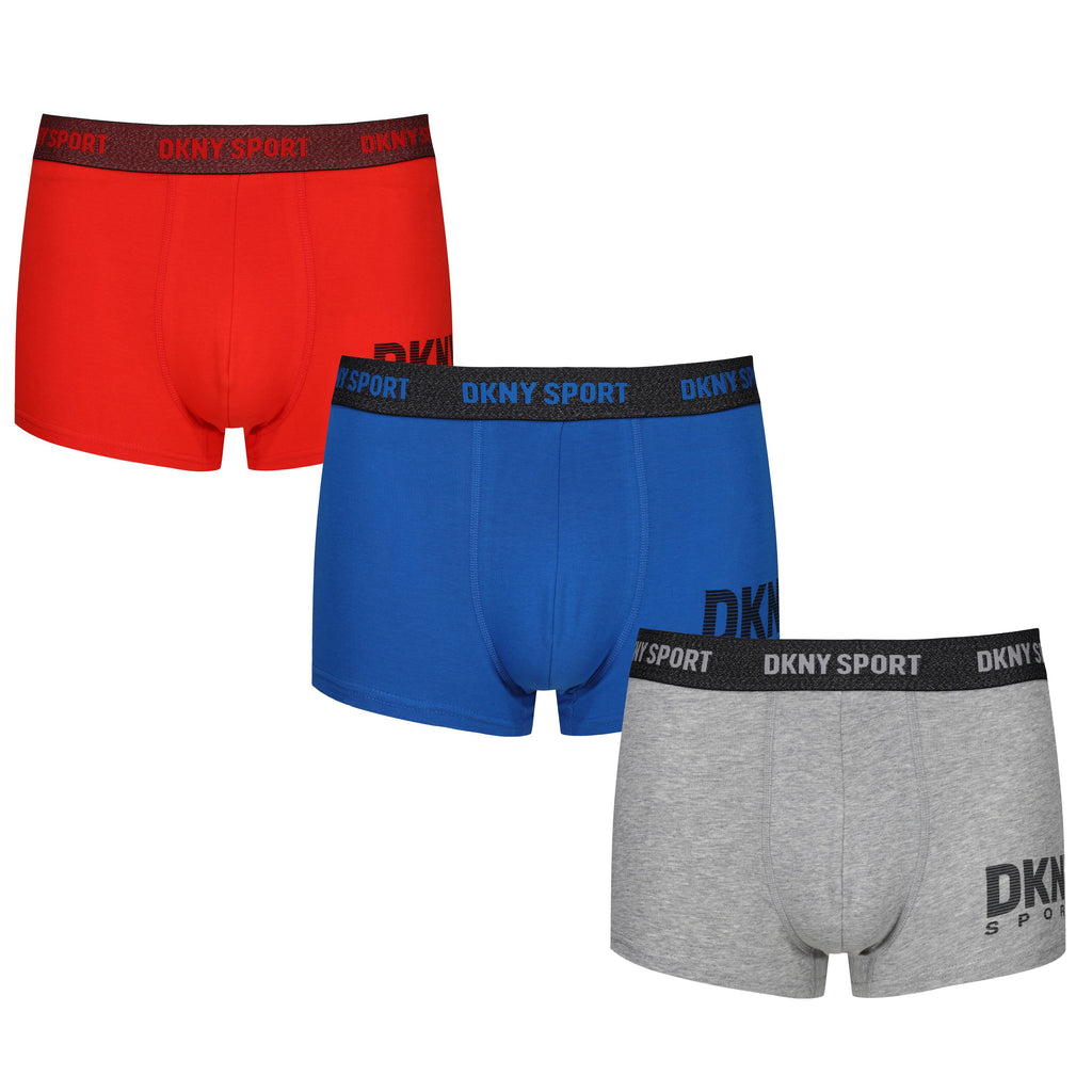 DKNY Mens Underwear Green Small 3 Pack Trunks Boxer Briefs Gray S 
