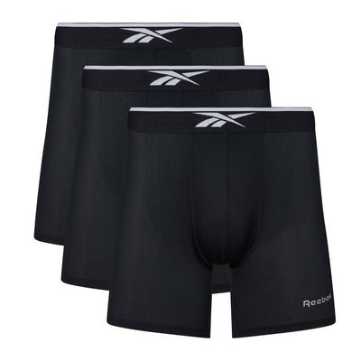 Reebok Howe Mens Performance 3 Pack Long Sports Trunks - Black