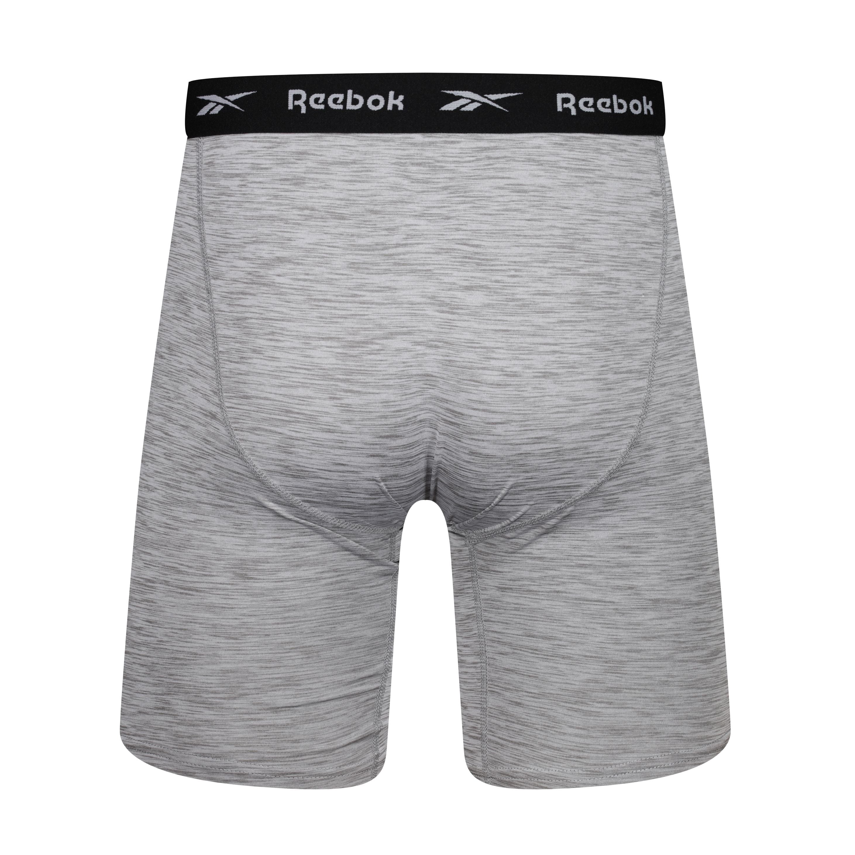 Reebok Mens Carter Performance 3 Pack Long Sport Trunks - Black Print/Grey