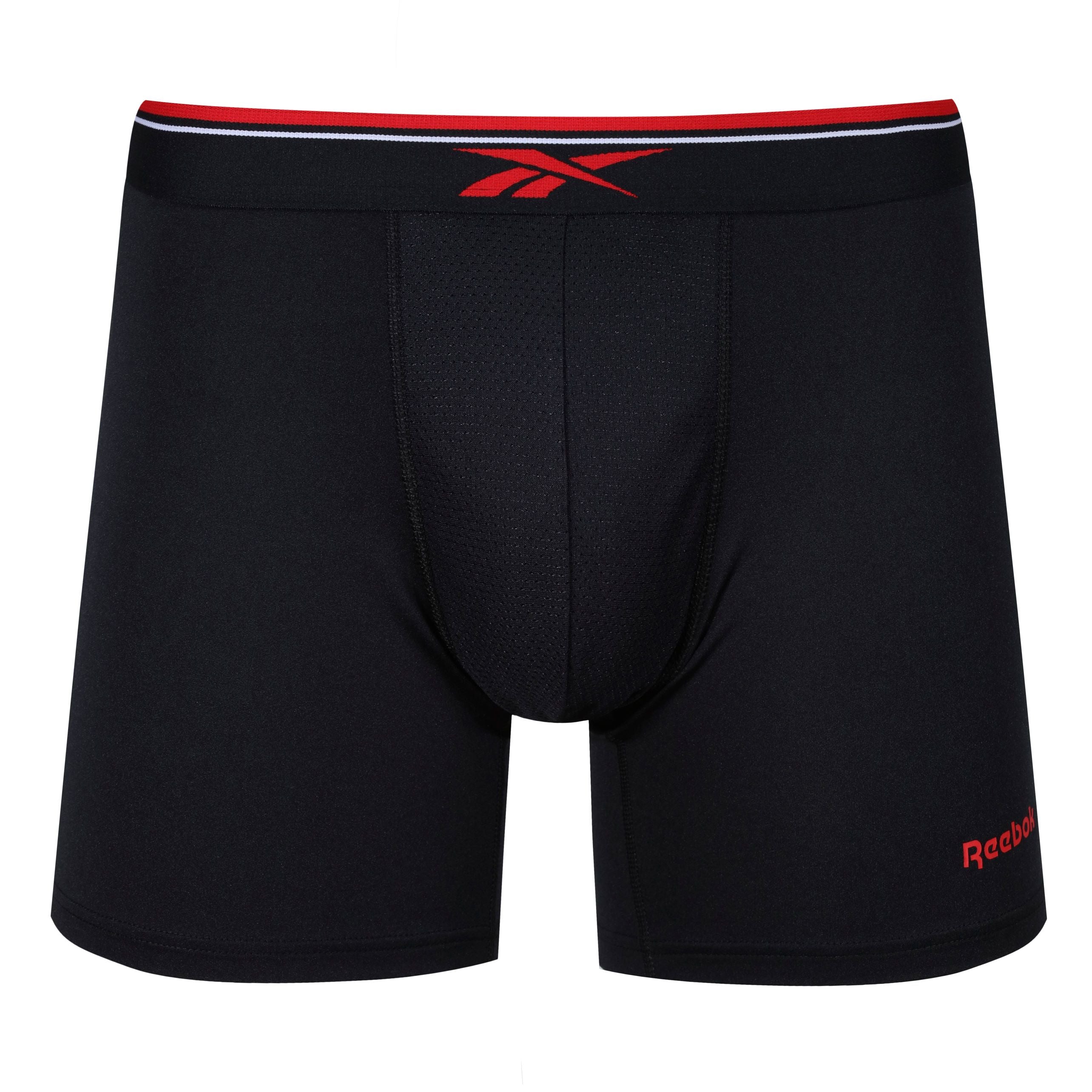 Reebok Mens Performance 3 Pack Raeside Medium Sports Trunks - Black With Red/Lime/Electric