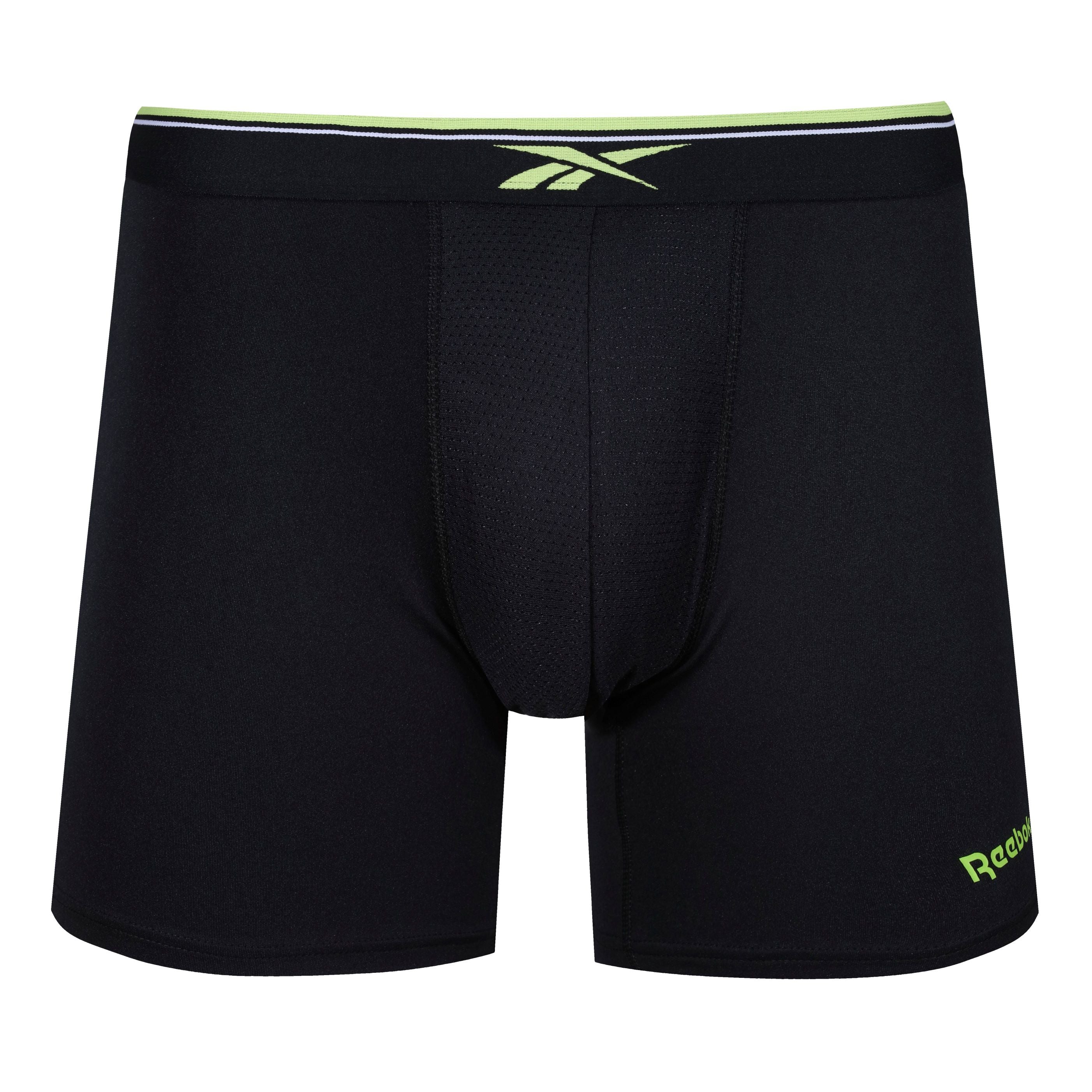 Reebok Mens Performance 3 Pack Raeside Medium Sports Trunks - Black With Red/Lime/Electric