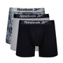 Reebok Mens Performance 3 Pack Adamson Medium Sports Trunks - Black Print/Grey