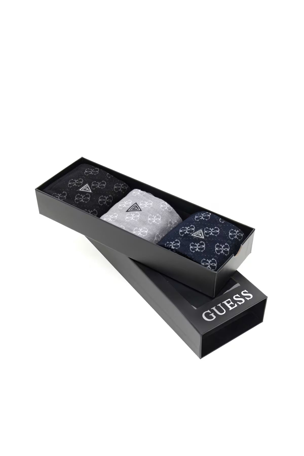 GUESS logo jacquard socks gift box front view