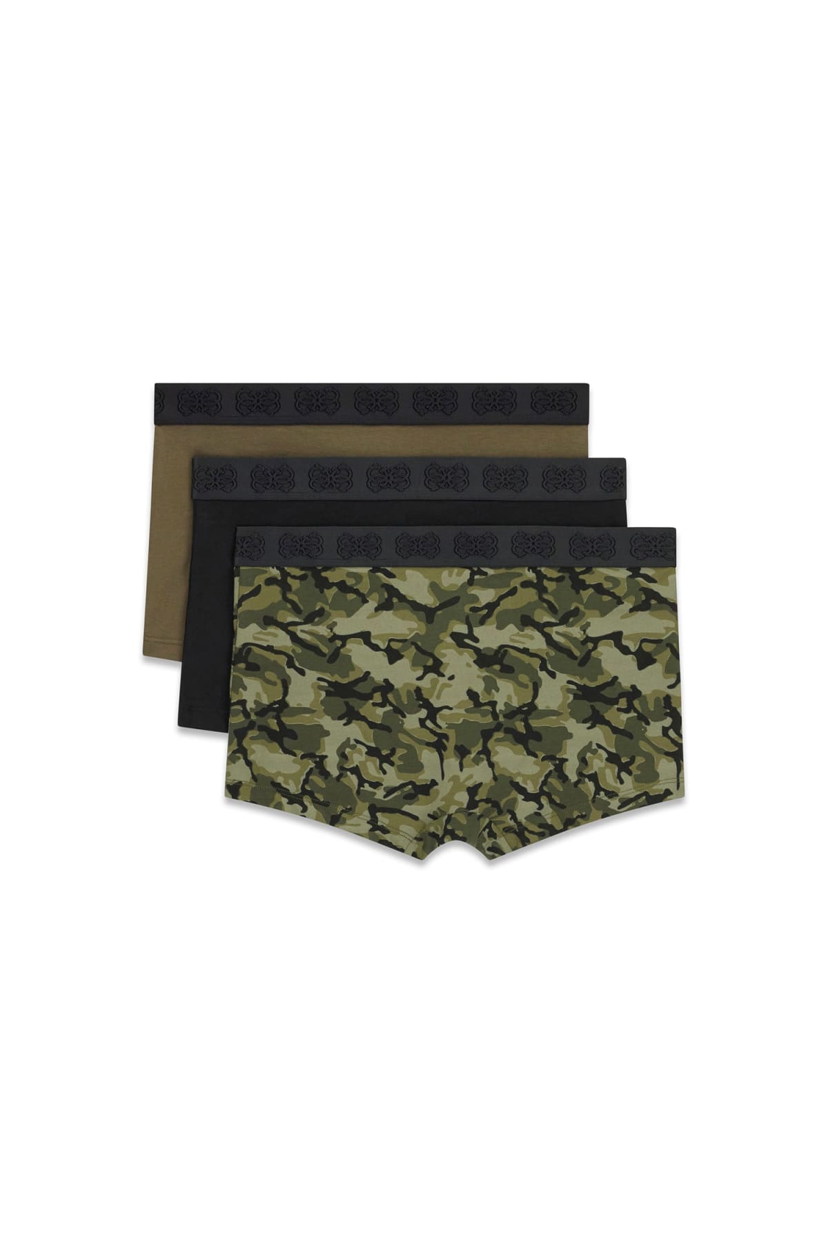 GUESS Men's Joe Boxer Printed Trunks 3-Pack – Black / Camo Multi – image 2