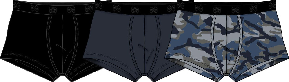 GUESS Men's Joe Boxer Printed Trunks 3-Pack – Mimetic Blue / Grey – image 4