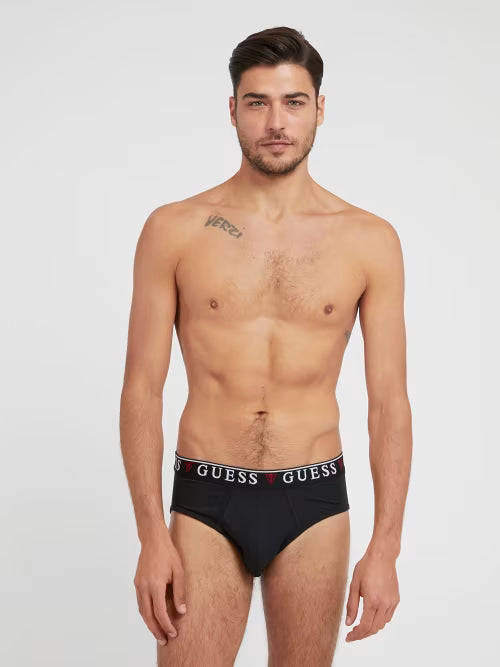 Guess 3 Pack Men's Hip Briefs Stretch Cotton - Black, White & Grey