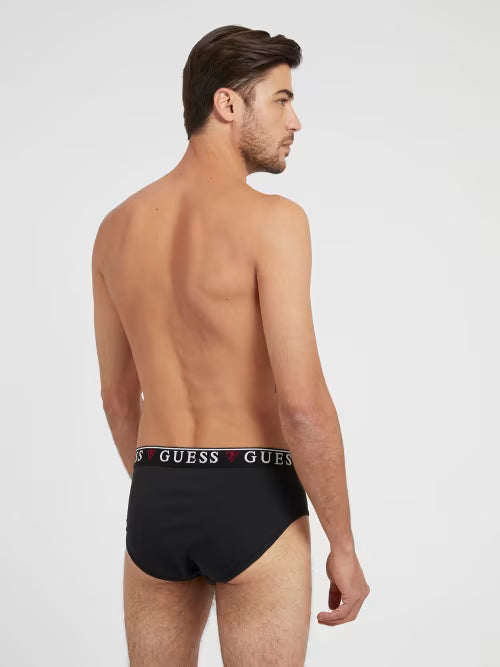 Guess 3 Pack Men's Hip Briefs Stretch Cotton - Black, White & Grey