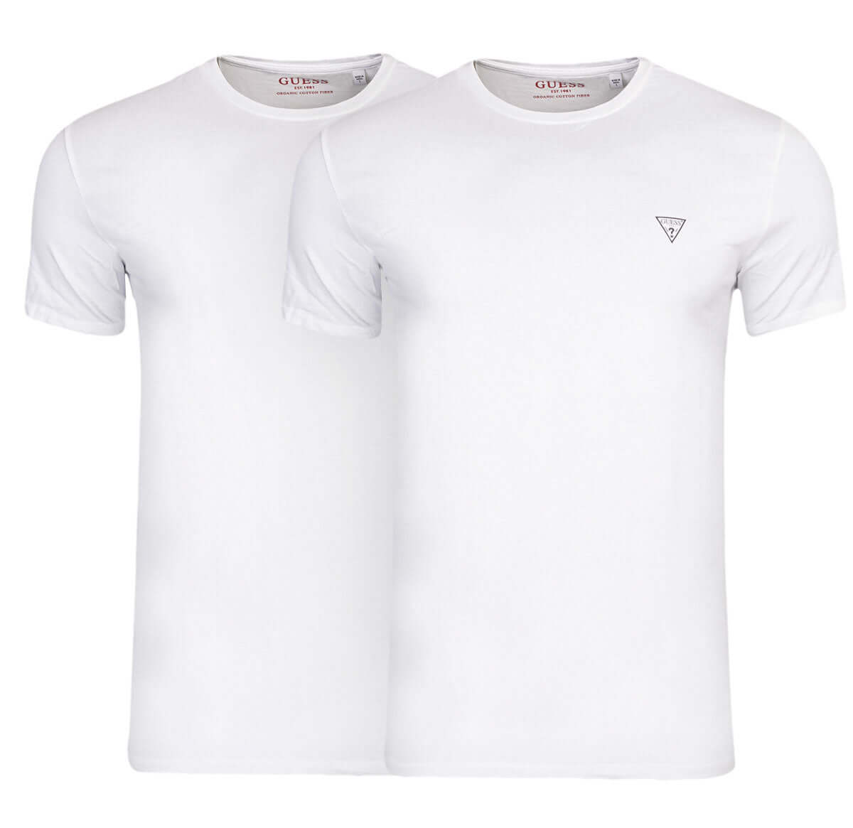 Guess Men’s 2-Pack Caleb Hero T-Shirts – White, Organic Cotton Stretch