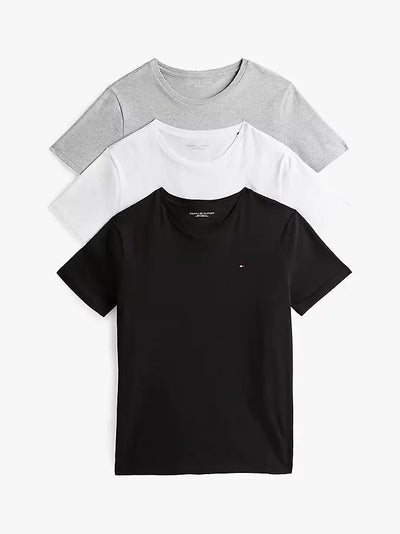 Tommy Hilfiger 3-Pack Signature Embroidery T-Shirts - Black/White/Grey