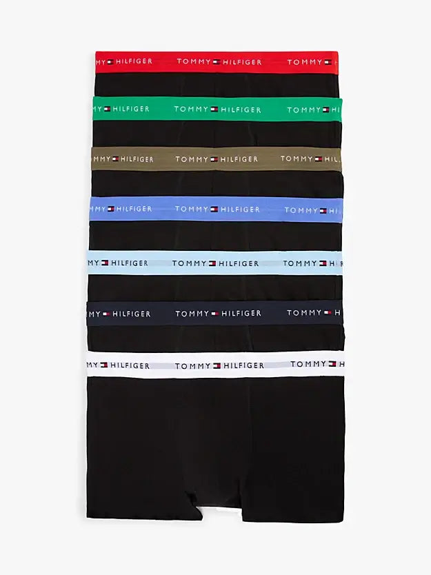 Tommy Hilfiger 7-Pack Signature Logo Waistband Trunks - Black Multi