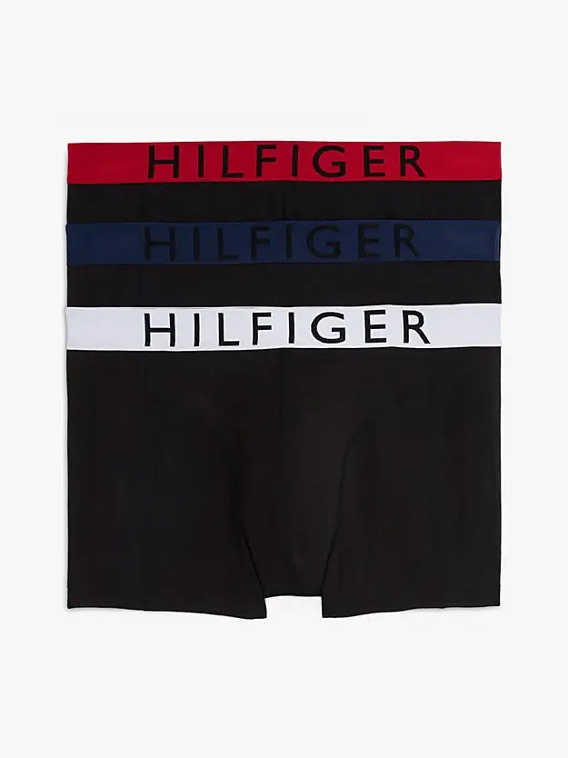 Tommy Hilfiger 3-Pack Logo Waistband Trunks - Black, Red/White/Blue W/B