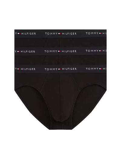 Tommy Hilfiger Black 3-Pack Briefs – Logo Waistband Cotton Stretch