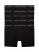Tommy Hilfiger men’s 5-pack black stretch cotton boxer briefs with waistbands.