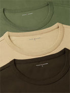 Tommy Hilfiger 3 pack crew neck T-shirts Utility Olive Dark Coffee Dessert