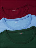 Tommy Hilfiger 3 pack T-shirts collar detail Blue Spell green burgundy