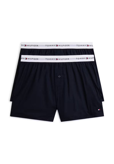 Tommy Hilfiger 2 Pack Signature Logo Poplin Boxer Shorts