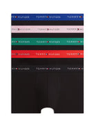 Tommy Hilfiger men’s 5-pack black stretch cotton trunks with assorted signature logo waistbands