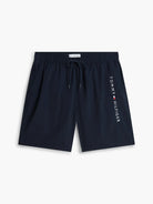 Tommy Hilfiger long drawstring swim shorts navy blue detail