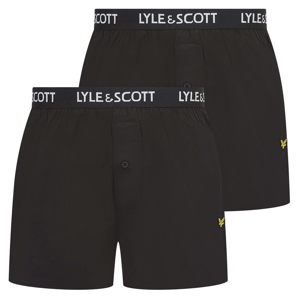 Lyle & Scott 2 Pack Men's Woven Boxers – Black | 100% Cotton – Trunks ...
